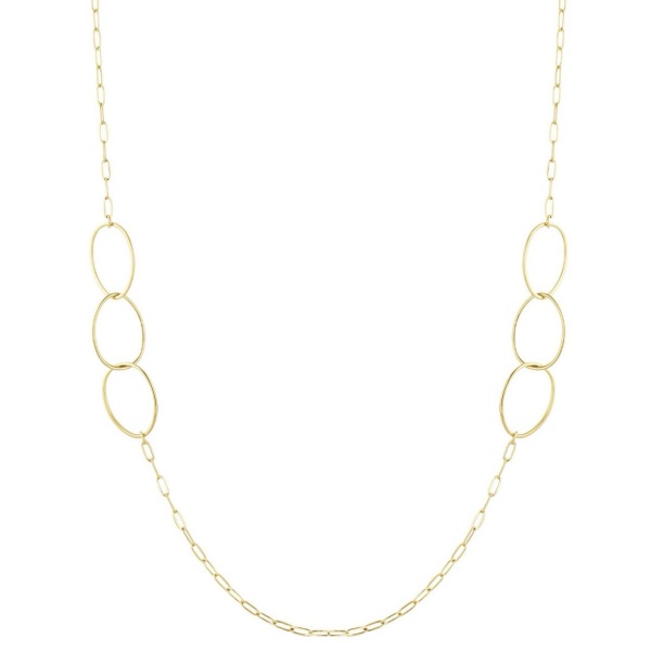 Oval Link Long Necklace - Gold